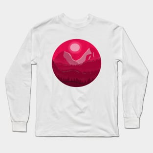 Pink abstract mountain landscape Long Sleeve T-Shirt